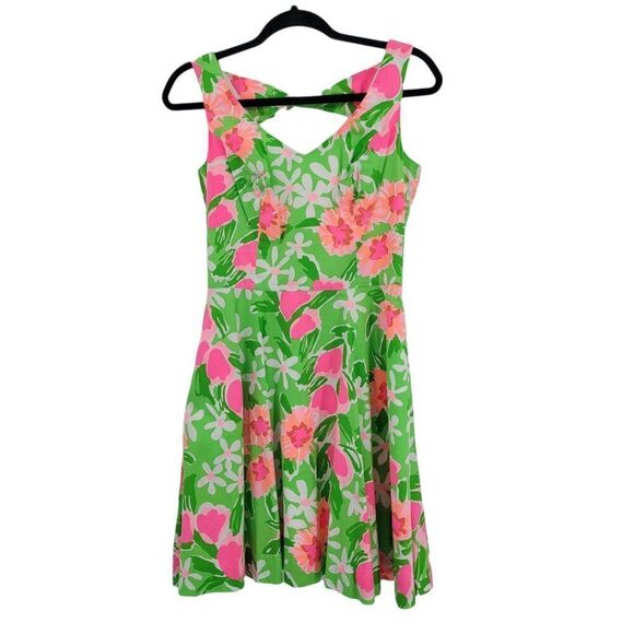 Lilly Pulitzer 80's Everything Nice Freja' Floral Fit & Flare Dress Pockets Sz 2 - Picture 5 of 12